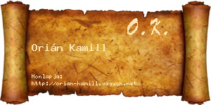 Orián Kamill névjegykártya