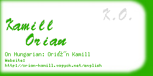 kamill orian business card